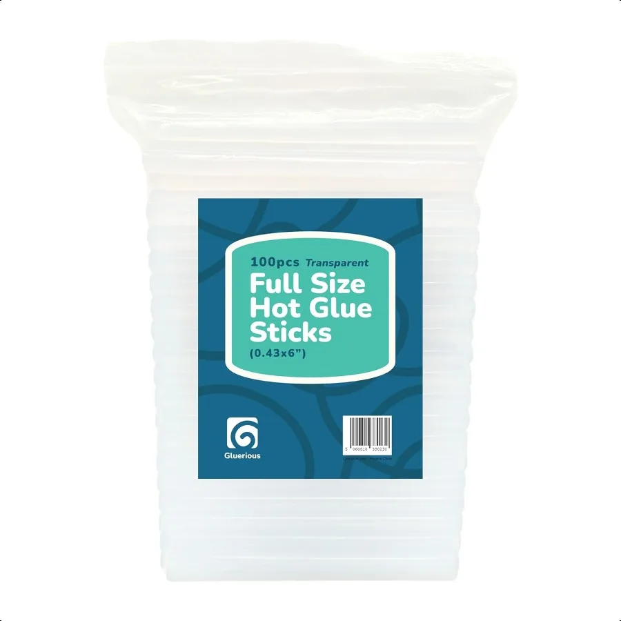 

100 pcs Full Size Hot Glue Sticks for Large Glue Gun 0.43x6 inches Large Glue Sticks BulkPack for Arts Crafts DIY Fabric Gluing