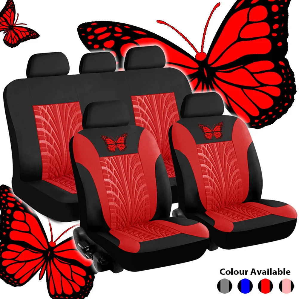 

Universal Car Butterfly 3D Seat Covers Full Set Car Seat Protector Auto Seat Covers Polyester Fabric Universal Fits Most Cars