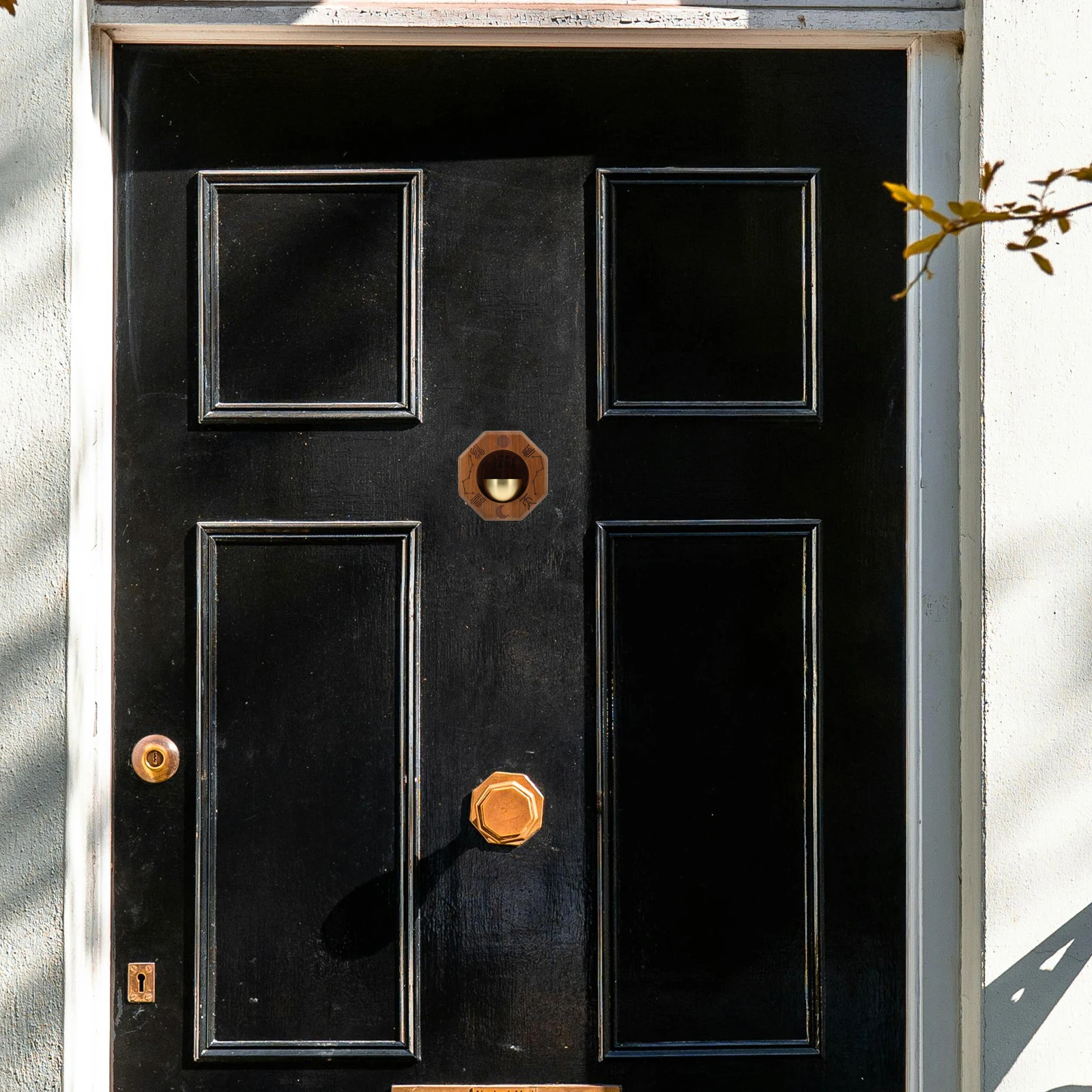 

Chinese Style Doorbell Wind Chime Peace Fortune Retro Bell for Door Undrilled Installation Home Decor Wooden Entrance Gift