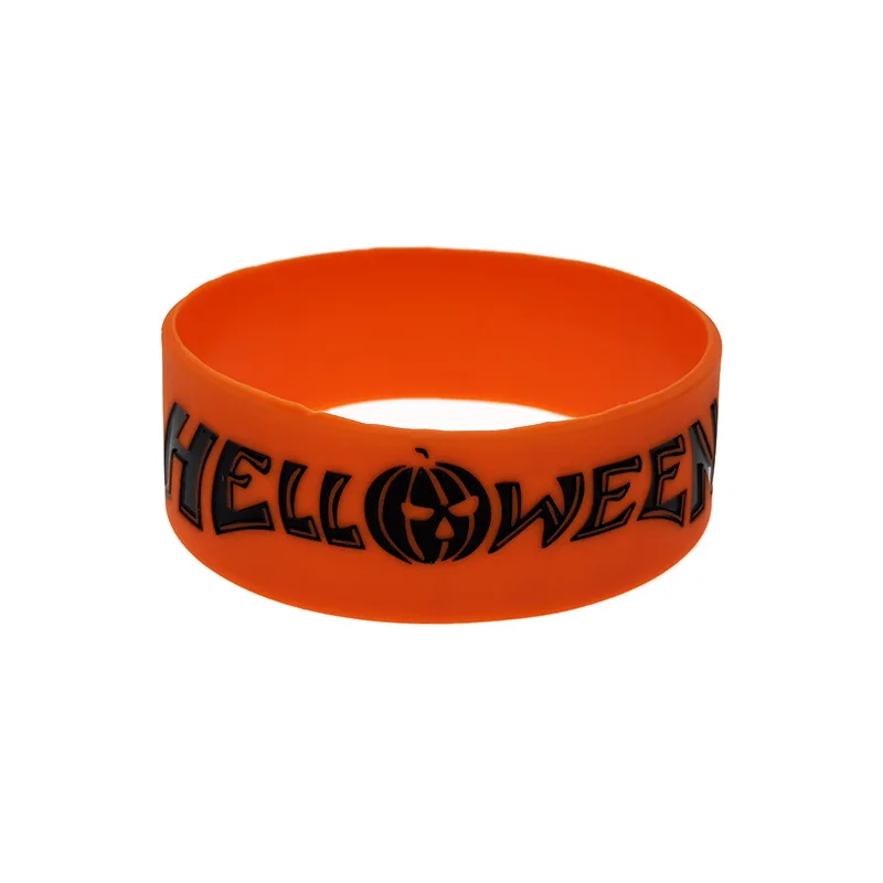 25 Stück, 2,5 cm breite Halloween-Silikonarmbänder, Party- und Festivalarmbänder, schwarz und orange. – Detail 4