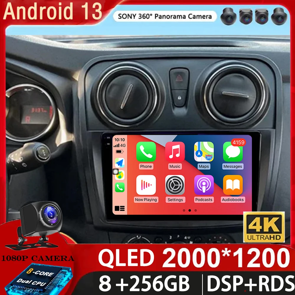 

Android 13 For Renault Sandero Logan 2 2012-2019 2K QLED Android Car Radio Multimedia Video Player GPS CarPlay Auto BT 4G Stereo