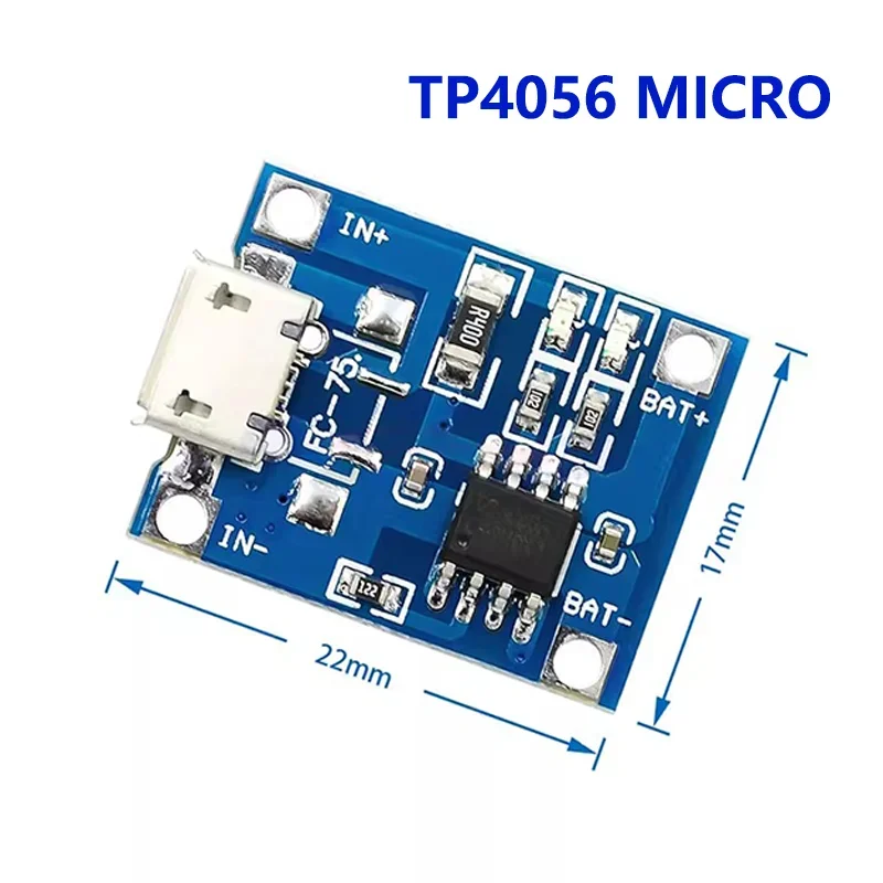 Módulo de cargador de batería de litio, placa de carga con protección, funciones duales, Li-ion 1A, Micro/Mini USB tipo C, 5V, 18650, TP4056, 10