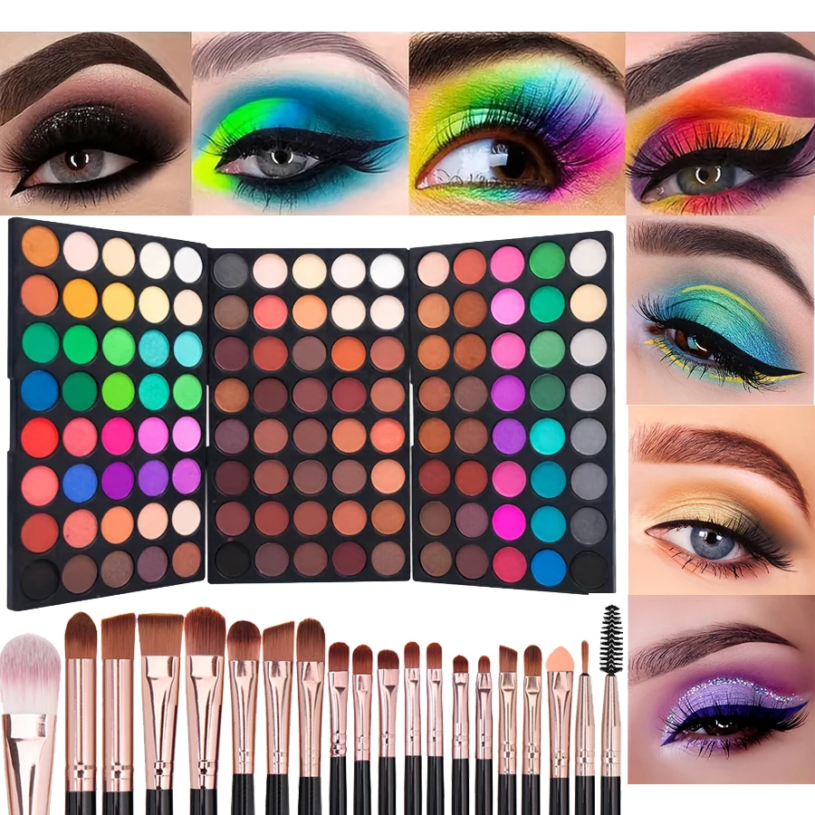 120 Color Makeup Eyeshadow Platte with 20 Bruses Cosmetics Durable Waterproof Matte Makeup Palette Makeup Eye Shadow Plate