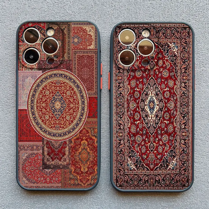 Persischer Teppich Blumenmuster Handyhülle für iPhone 17 14 16 15 Pro Max Plus 11 12 13 Pro Max Mini XR XS X Stoßfeste Schutzhüllen