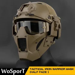 Máscara de tiro Airsoft, malla de acero transpirable, máscara protectora para juego de guerra de caza, máscaras tácticas de media cara para casco rápido