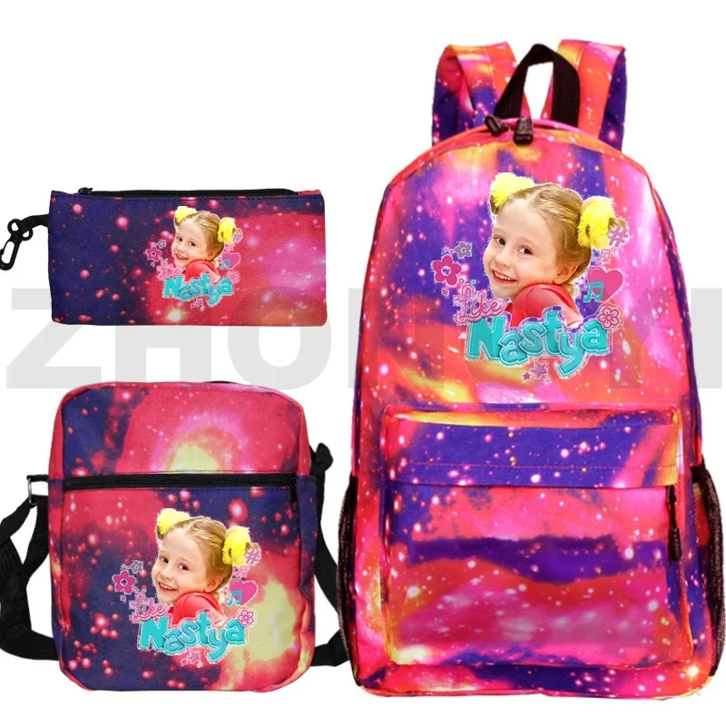 3 In 1 Hot Mens Bookbag Boys Cute Cartoon Russia Like Nastya Backpack Teens Girls Like Nastya Kawaii Anime Laptop Travel Mochila