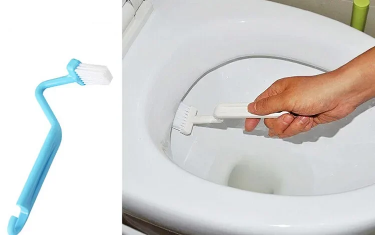 

2PCS Hot Sale Random Color Portable Toilet Brush Scrubber V-type Cleaner Clean Brush Bent Bowl Handle OK 0158