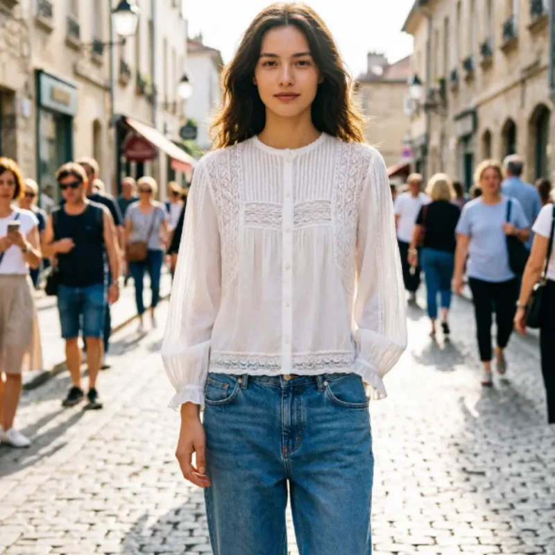 

Новая модная элегантная вышитая рубашка класса люкс Весна 2026