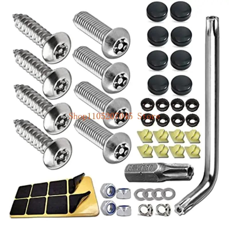 37cd License Plate Screws StainlessSteel Anti Theft Auto Security Screws Bolts Set