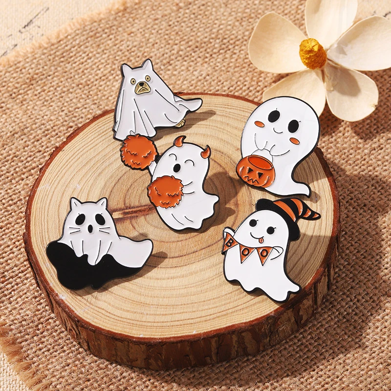 Clothing Accessories Backpack Pin Badge Lapel Brooch Ghost Pin Ghost Cat Pin Halloween Ghost Grave