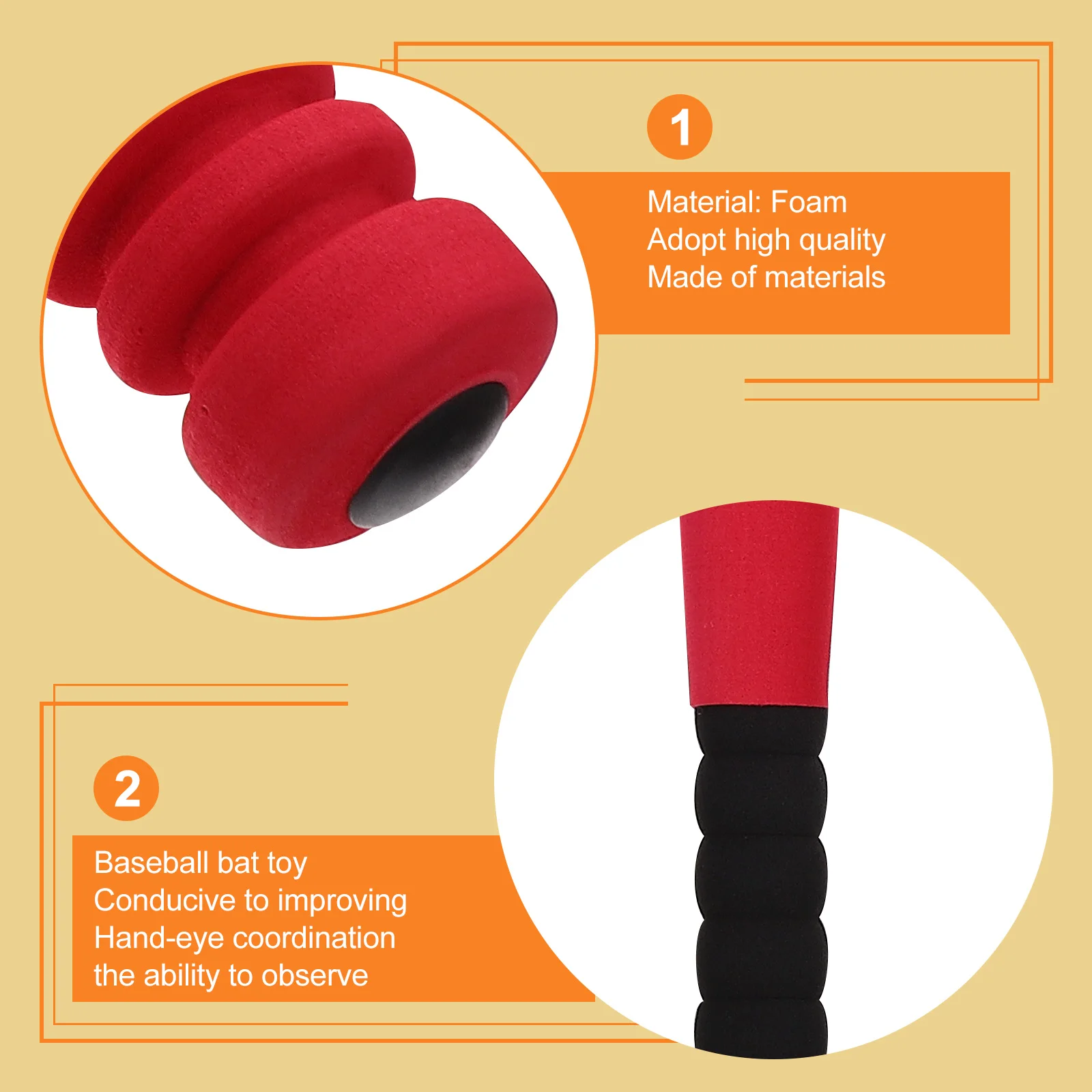 

1 set Children's Baseball Bat Lightweight Sponge EVA Kids Toy Boys Girls Outdoor Play Hand-Eye Coordination Motor Skills