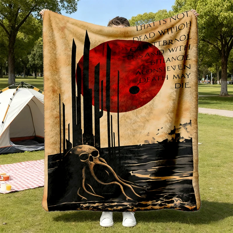 Call of Cthulhu Flannel Blanket, H.P. Lovecraft Gothic Horror Flannel Blanket