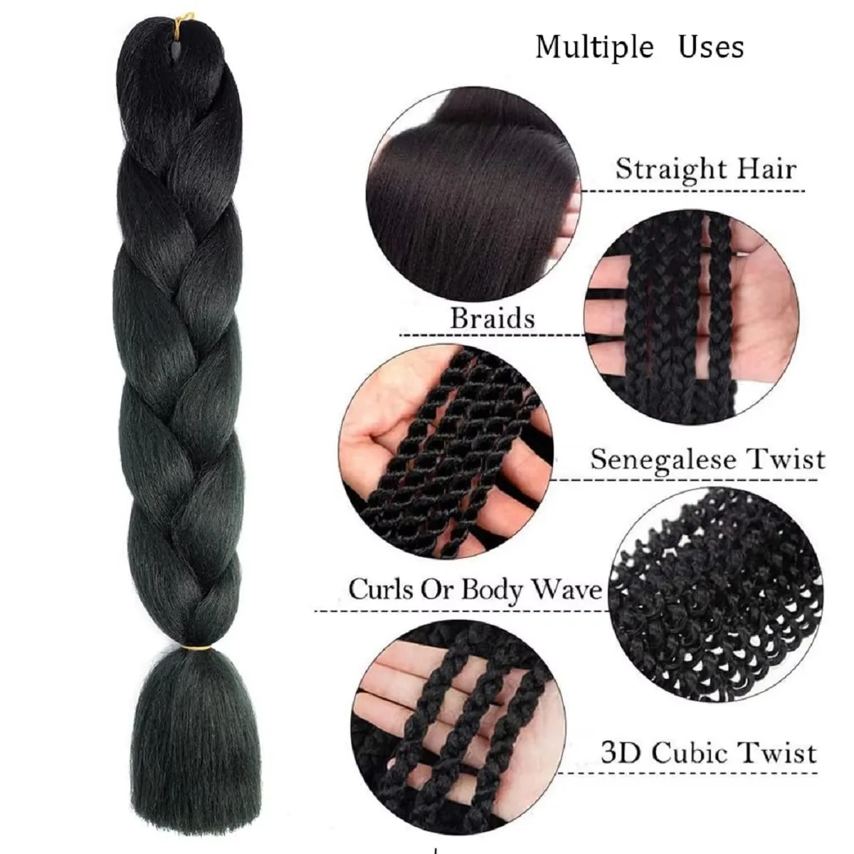 Jumbo Braiding Synthetic Hair Extension 24 Inch Monochrome version High Temperature Fiber raids Hairs Twist for Women Daily wear