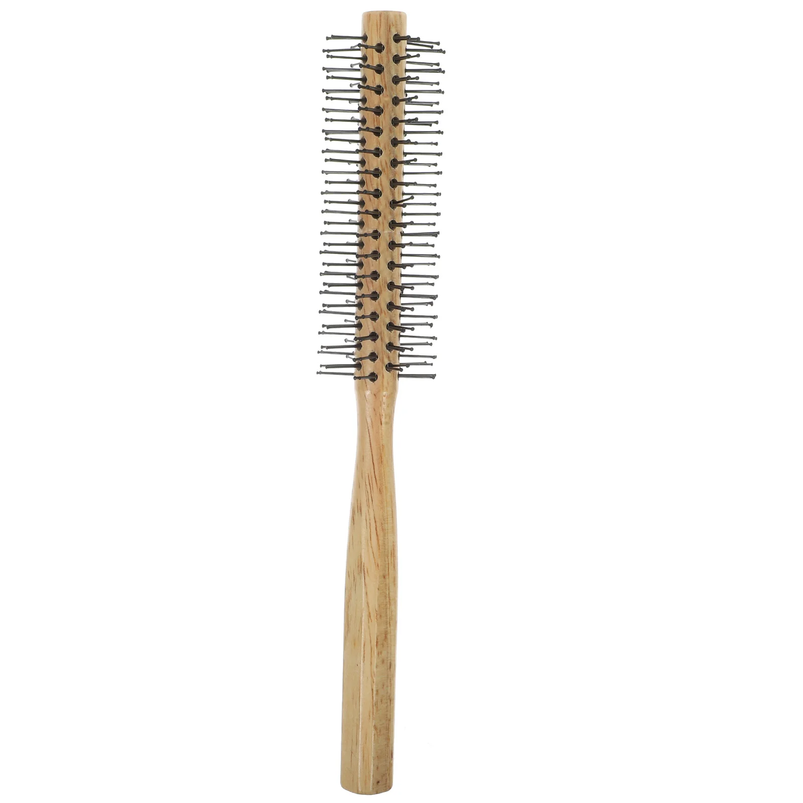 

Wooden Curly Hair Comb Mini Round Brush Blow Drying Styling Roll Brush Nylon Bristles Detangle Volumizing Home Use Roller Comb