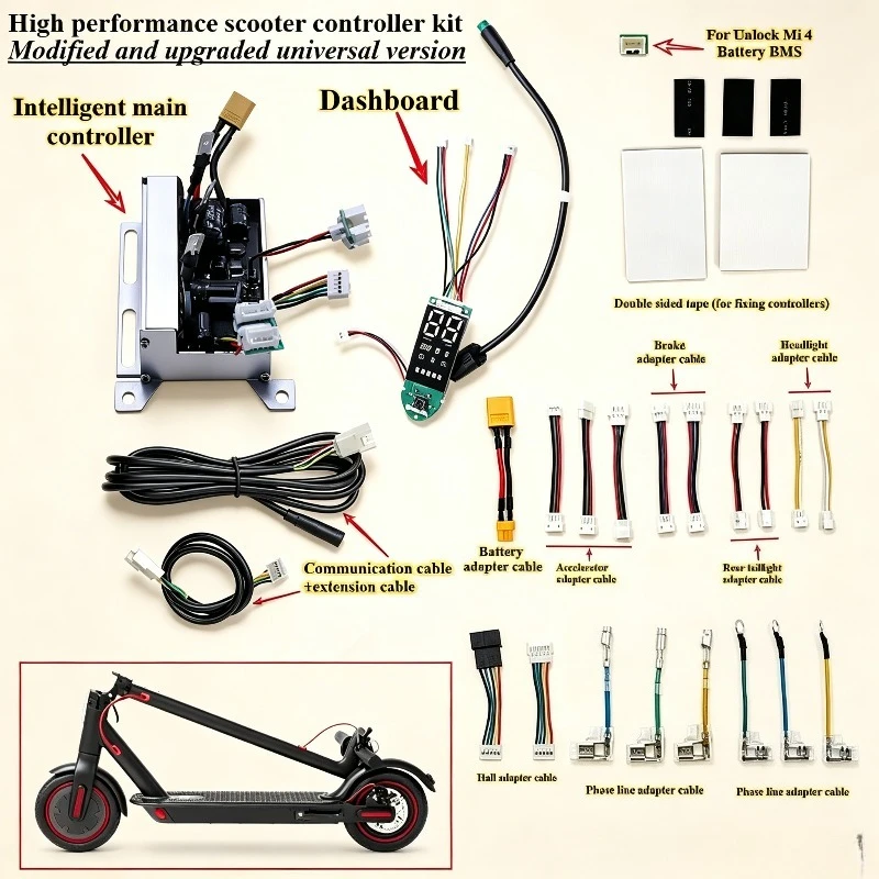 Universelles Controller-Kit für Aovowheel/Maxshot/10" MAX Scooter, Selbstlernender Motor, Duale Geschwindigkeit 25-58km/h, 8,5-10 Zoll, 600W