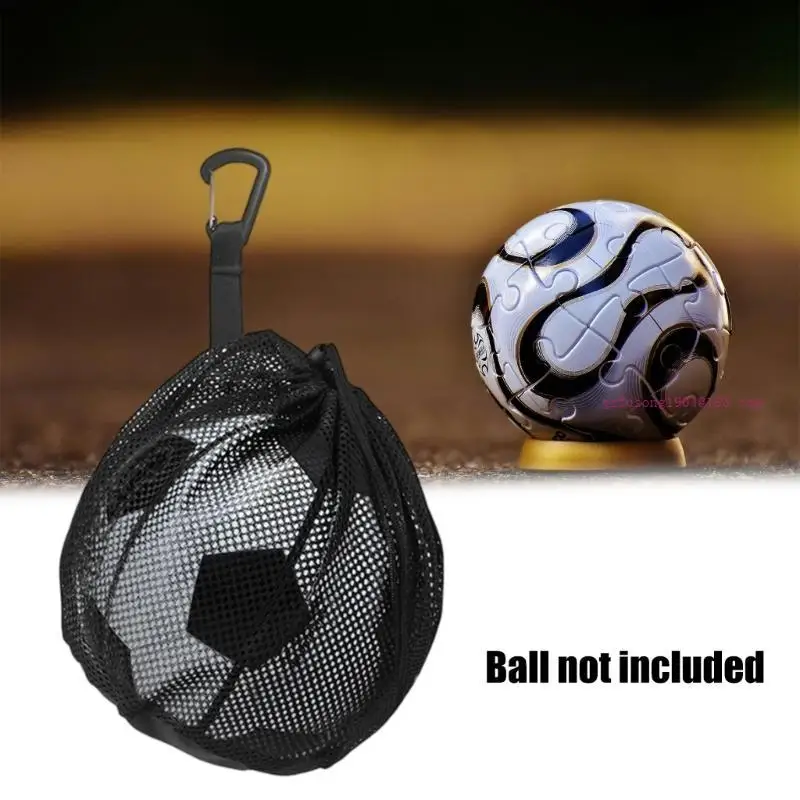 Mesh Basketball Net Bag with Zippers Pocket, Sport Drawstring Back Bag with Hanging Hook for Carrying Soccer Volleyball D5QD