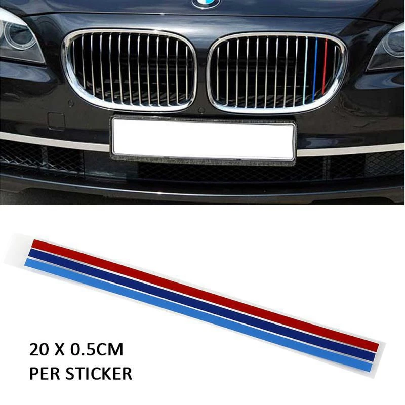 3 Color Front Bumper Grille Grill Vinyl Reflective Strip Sticker Decals M Sport For Bmw M3 M5 E36 E46 E60 E90 E92 Decoration