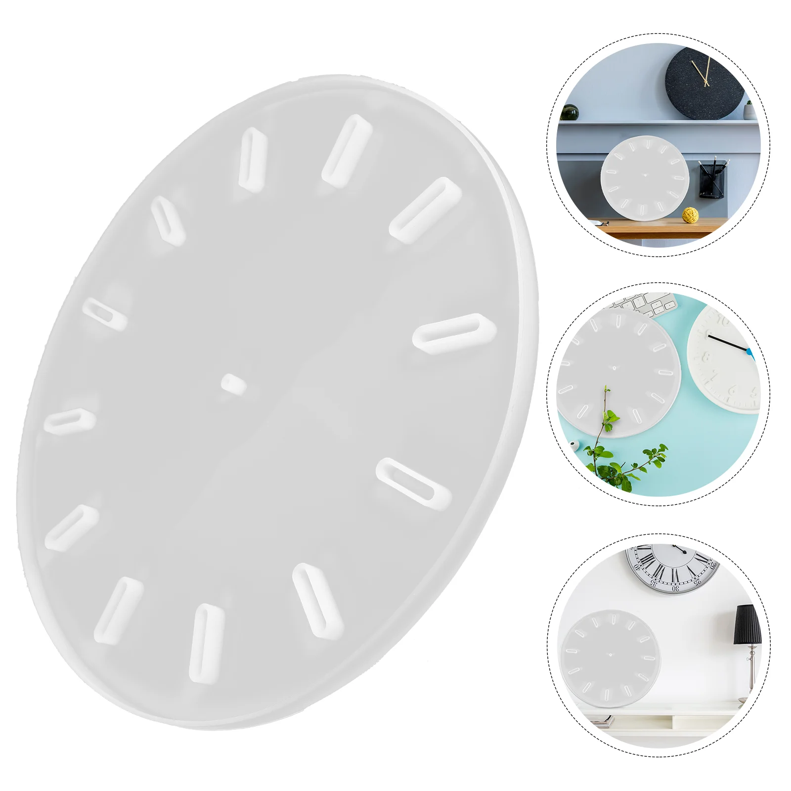 Digital Wall Clock Silicone Mold DIY Square Round Hanging Decorative Mirror Resin Glue Molds for Crafts Casting White