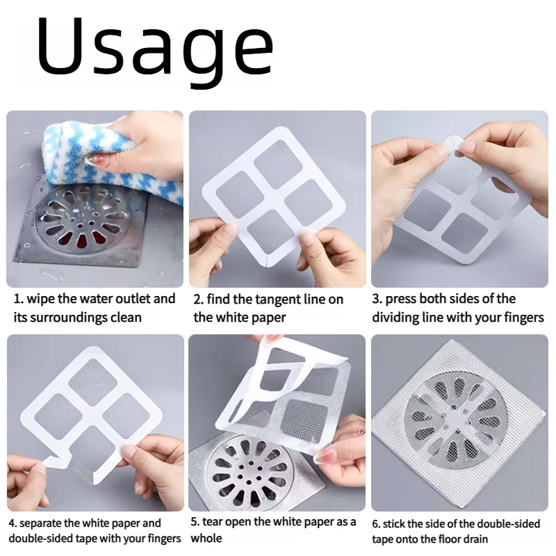 10/20pcs Floor Drain Sticker, Insect-proof Self-adhesive Bathroom Hair Filter Net, Sewer Filter, Kitchen Anti-blocking Mesh Net view 3