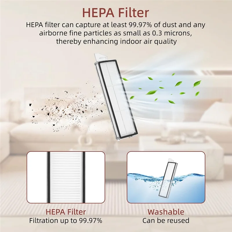 A69T 액세서리 키트에는 Roborock S8 Maxv 울트라 진공 청소기용 메인 사이드 브러시 Hepa 필터 걸레 천 먼지 봉투가 포함되어 있습니다.