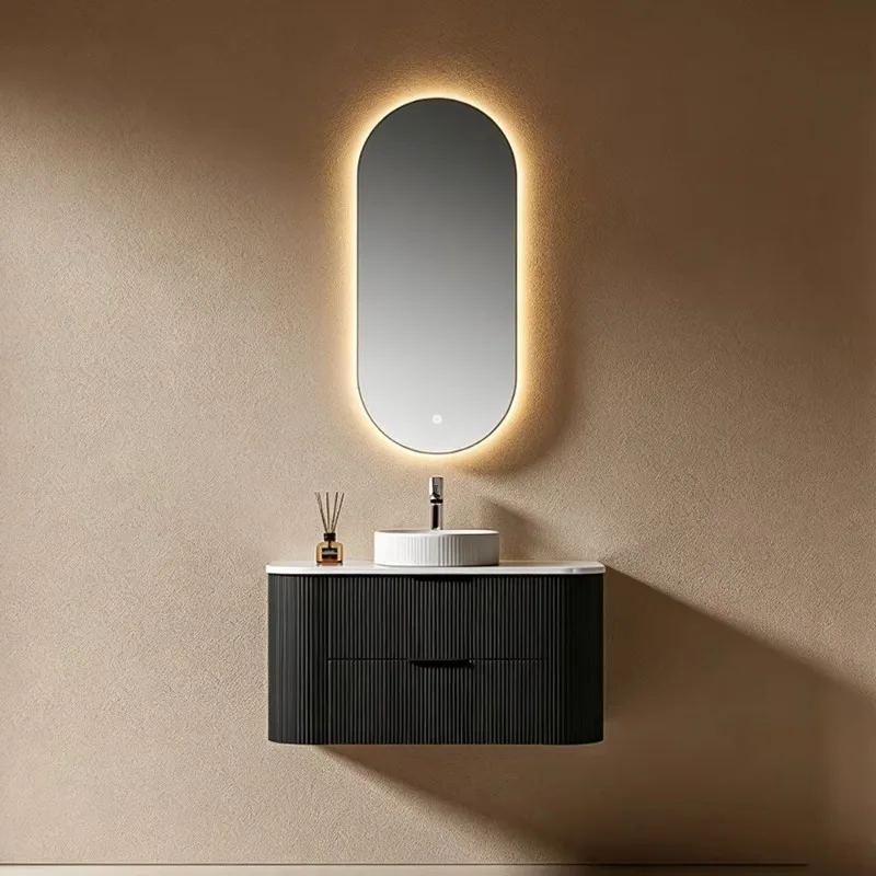 Fashion Modern Wooden Wall Mounted Bathroom Storage Cabinet Small 24 Inch Floating Bathroom Vanity With Sink - view 4