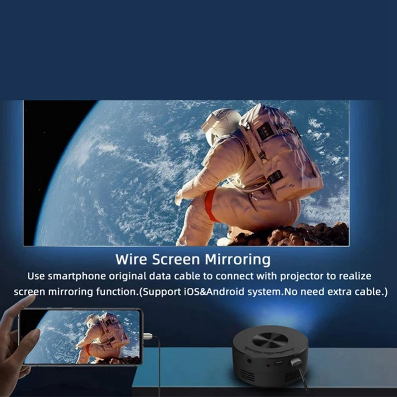 YT200 LED Video Projector Support 3D Home Theater Phone Screen Media Player Kids Home Wired Projector
