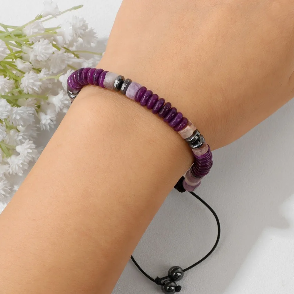 Tiger Eye Stone Wheel Beads Drawstring Bracelet for Men, Handmade Woven Beaded Vintage Fashion Jewelry Gift