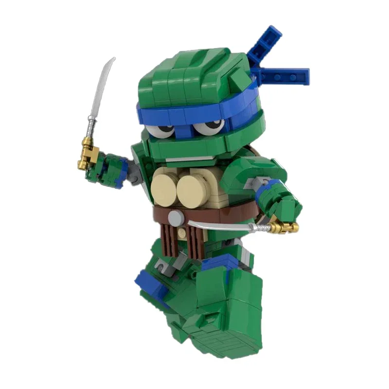 Accesorios de la serie de Anime, figuras de cabeza cuadrada, tortugas Ninja, bloques de construcción MOC SD Mech, Robot, modelo de ensamblaje, rompecabezas, juguete para regalo para niños