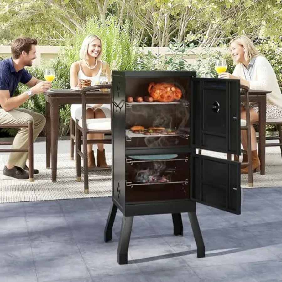 40 Charcoal Grills for outdoor cooking, stainless steel, black, with removable water pan grill grates for easy cleaning