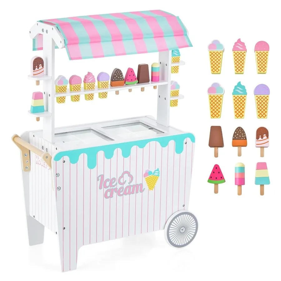 

Ice Cream Cart Playset with Display Rack and Accessories