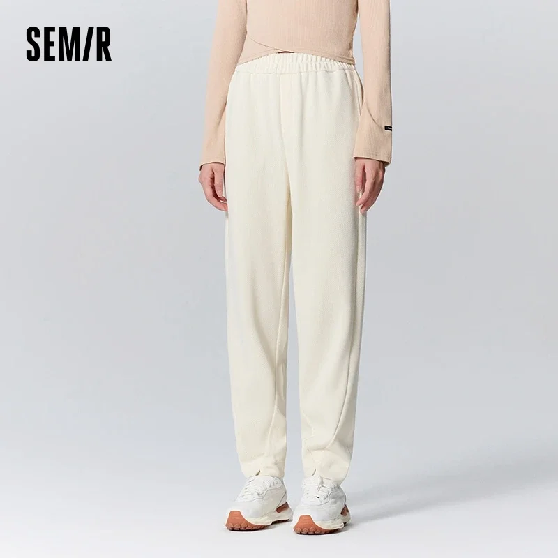 Semir Casual Pants Women Solid Color Tapered Pants Slimming 2023 New Winter Simple Versatile Slit Corduroy Pants