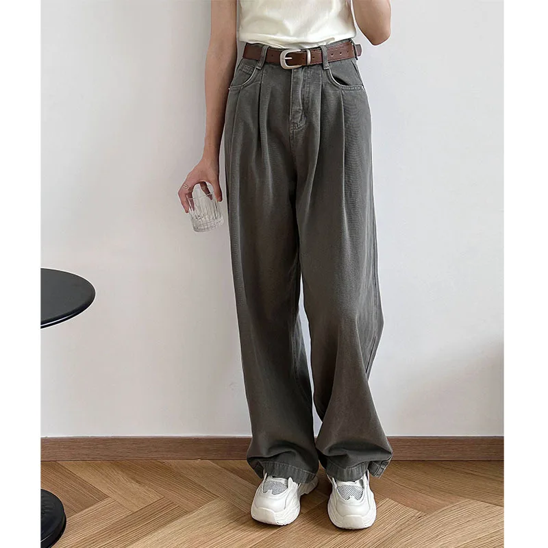 2023 Women Denim Long Pants High Waist Casual Loose Straight Pants Women Long Trousers Good Quality Pants Streetwear Pantalon