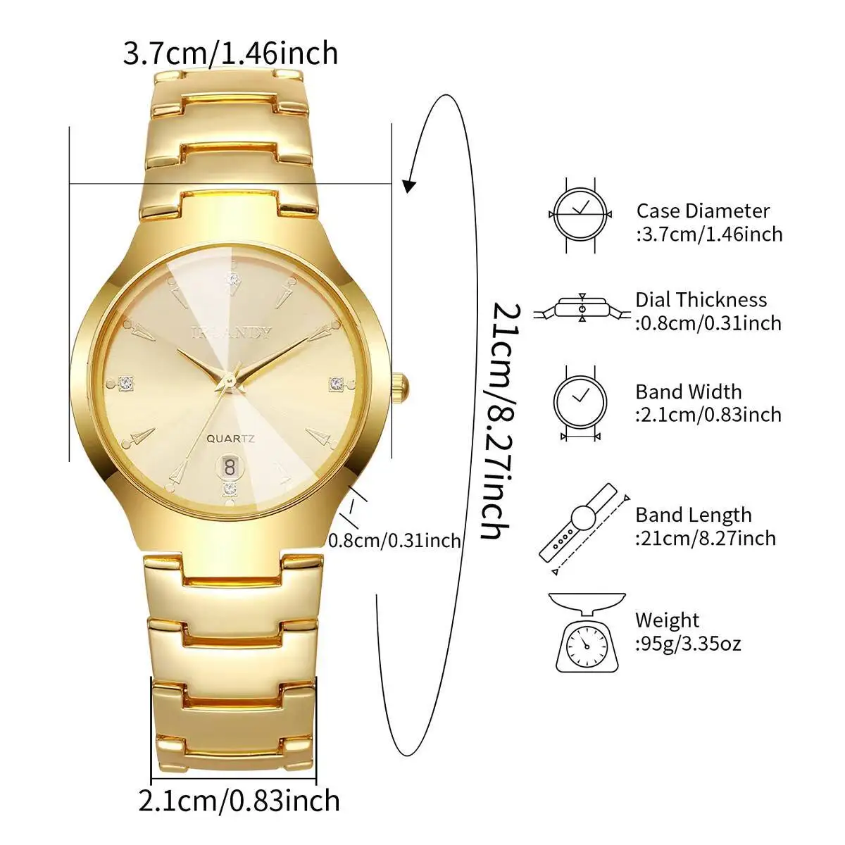 高級メンズビジネス腕時計ファッションステンレススチールストラップカレンダークォーツ時計メンズ時計リロイオンブレ（箱なし）