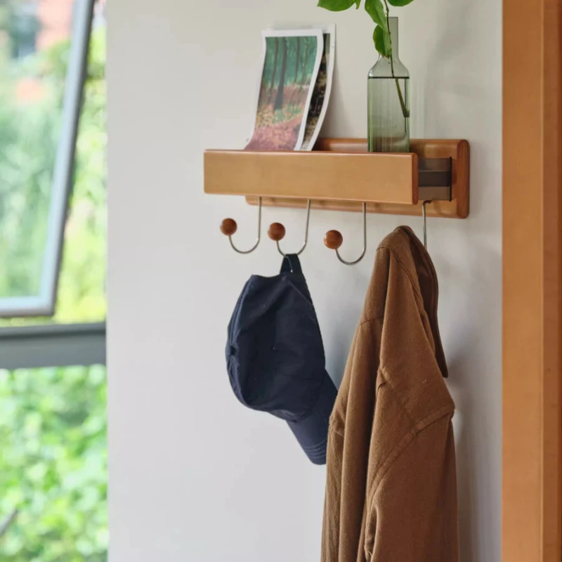 Retro Solid Wood Coat Racks Multi-functional Clothing Storage Organizer Living Room Entryway Decor