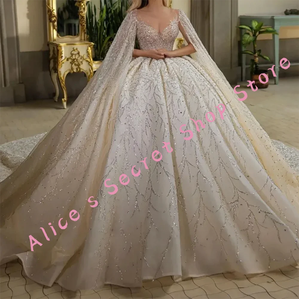 

Luxury Sweetheart Beading Sequined Ball Gown Bride Wedding Dresses Bridal Gowns Customized