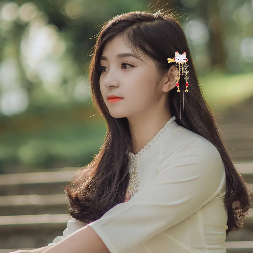 

4Pcs Chinese Hairpins Retro Fringed Barrettes Alloy Hair Accessories for Women Festival Cosplay Decoration