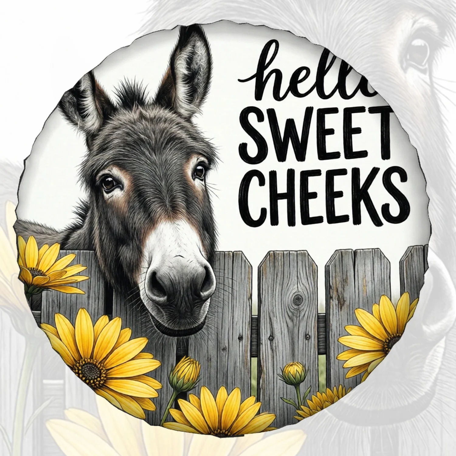 1pc Spare Tire Cover Donkey Peeking Over Fence With Daisy Hello Sweet Weatherproof Dustproof Wheel Protectors Universal Wheel Co