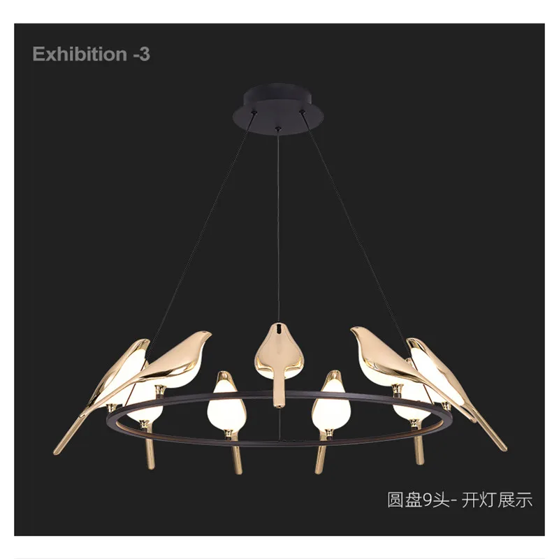 

OULALA Nordic Pendant Lamp Modern Vintage Round LED Bird Light Creative Design Decoration For Living Dining Room Bedroom