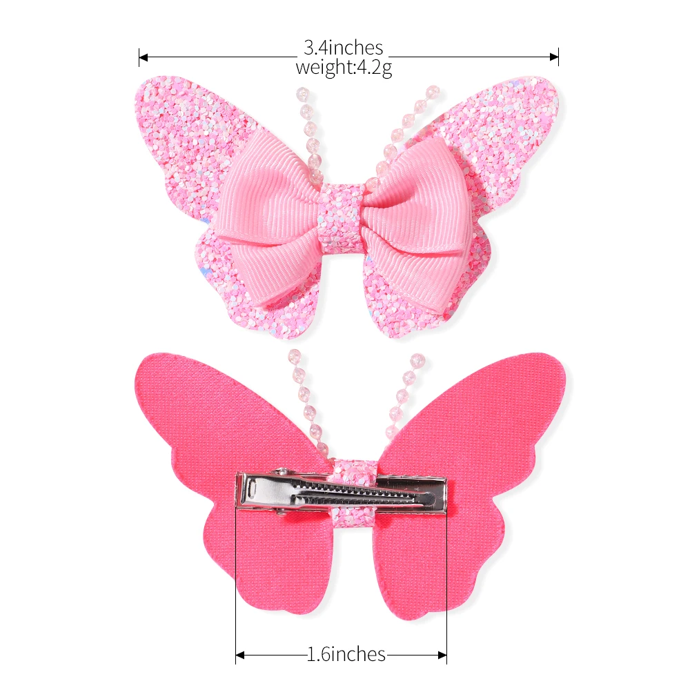 2 Buah Jepit Rambut Kupu-kupu Glitter untuk Anak Perempuan Jepit Rambut Payet Pelangi Mode Jepit Rambut Lucu Anak Hadiah Aksesori Rambut Anak