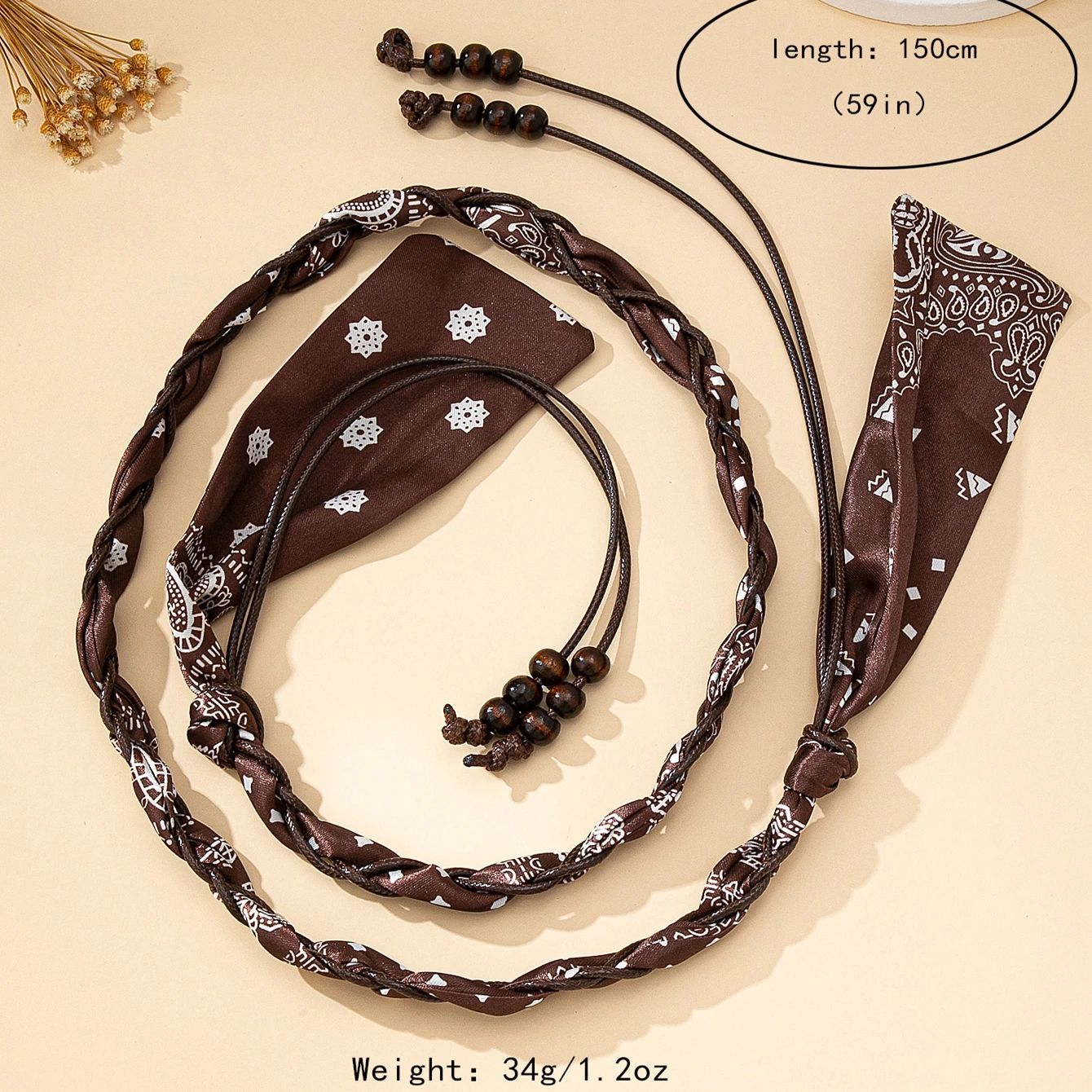 سلسلة خصر نسائية، سلسلة خصر منسوجة على الموضة البوهيمية، يمكن استخدامها أيضًا كقلادة وشاح، مناسبة للارتداء اليومي والعطلات #6