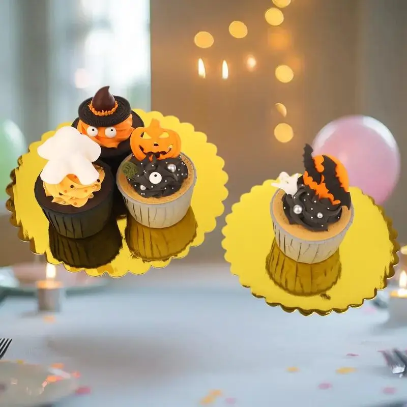 @*10 Pcs Cake Boards With White Golden Cake Rings, Cardboard With 6/8/10/12 Inch Cake Base, Suitable For Baking Cakes
