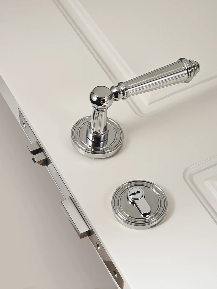 Dooroom Brass Door Lever Set Shiny Bright Chrome Interior Bedroom Bathroom Door Lever Dummy Passage Hardware Door Locks