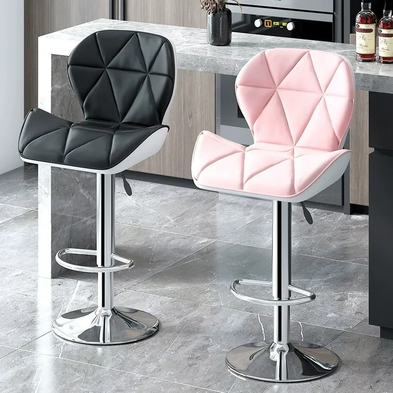 Adjustable Island Chairs Bar Stools PU Leather Swivel Bar Chairs with Shell Fashionable Bar Seating Counter Stools