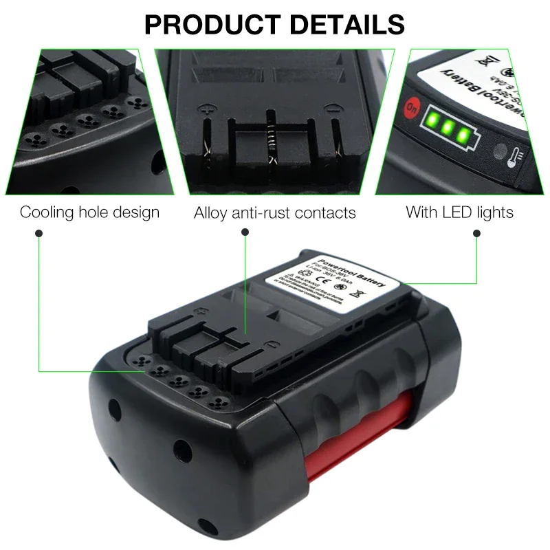 36V 6000mAh Li-ion Power Tool Rechargeable Li-ion Battery for Bosch BAT810 BAT840 BAT836 2607336173 2607336107 D-70771 GSR36V-Li