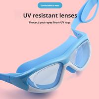 Children's Swimming Goggles For Boys And Girls High-definition Anti-fog Large Frame Glasses Diving Silicone Connected Earpl Y1g5