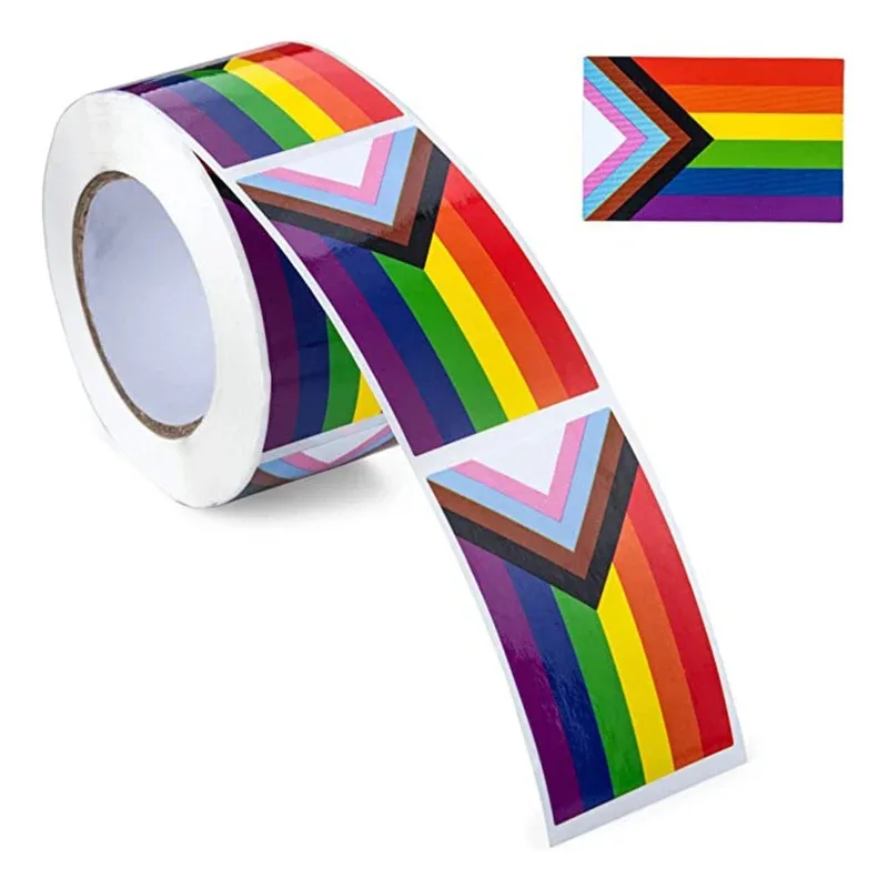 Pride Stickers 500pcs/Roll Decorative Stickers for Bag Cup Vase Square Shape Rainbow Stickers Special Gifts