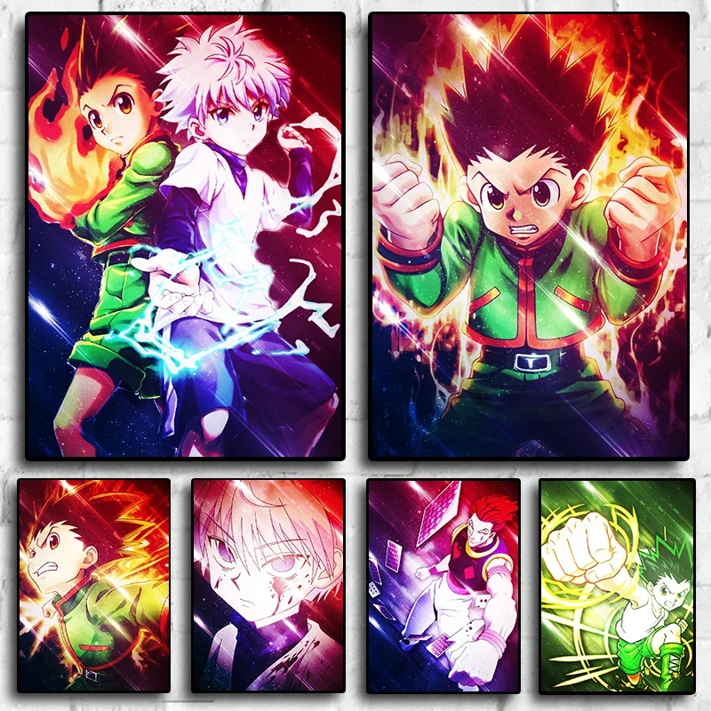 Japan Anime Hunter X Hunter Colorful Retro Painting Art Decor Posters Quality Canvas Living Kids Room Wall Home Decor Picture