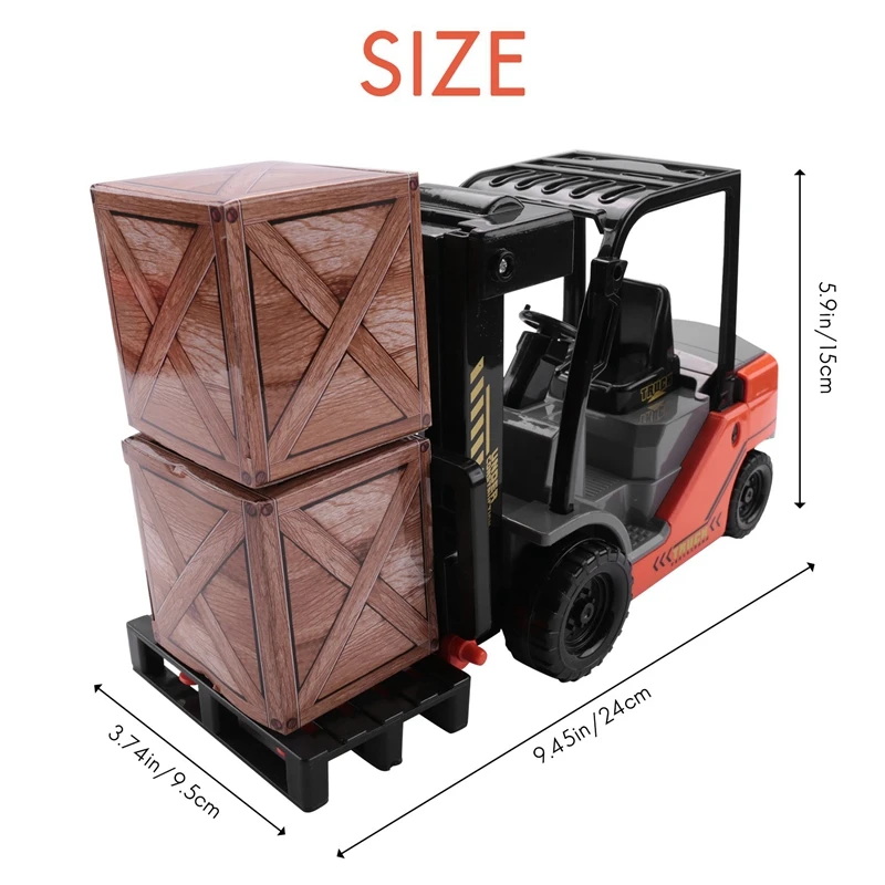 Carretilla elevadora Lnertial a escala 1:22, elevador de horquilla de fricción con paleta, almacén de carga, camión, modelo de vehículo, carretilla elevadora de juguete para niños