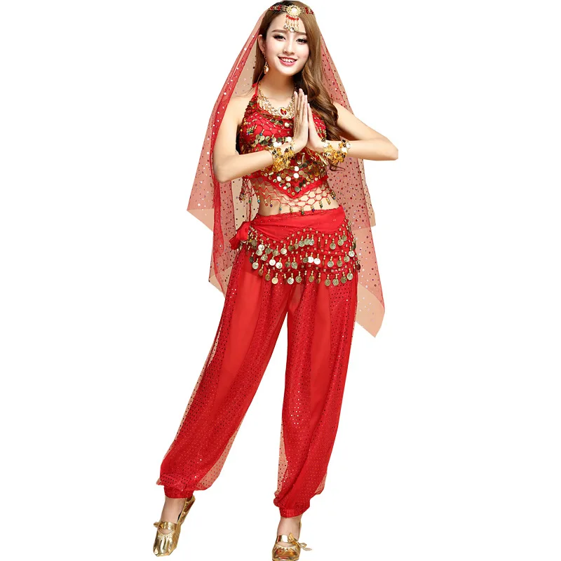 Belly Dance Costumes Ethnic Performance Sets Bollywood Indian Egyptian Belly Dance Adults for Women Highlights Practice Suit