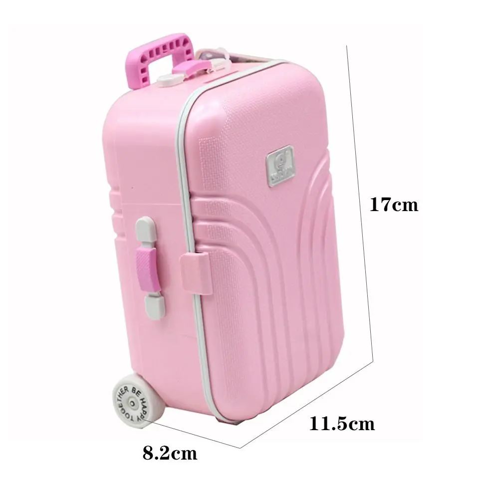 Mini Doll Miniature Rolling Luggage Business Trolley Suitcase Women Travel Case Doll House Accessories For 1/4 1/6 Dolls